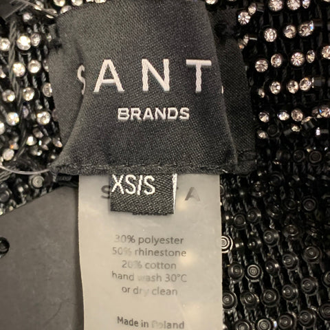 SANTA BRANDS Size XS/S Black Silver Polyester Blend Rhinestones Straight Casual Pants