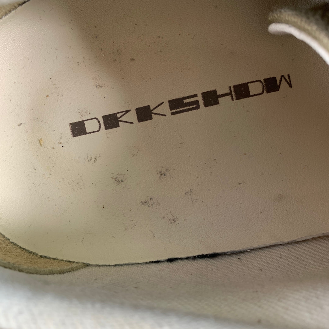 DRKSHDW Size 11 Cream Olive Twill Canvas Low Top Sneakers
