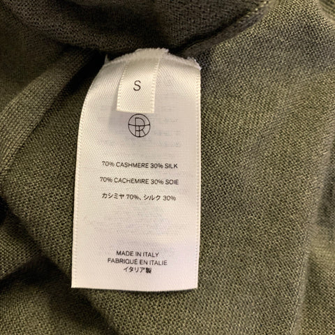 THE ROW Size S Olive Cashmere / Silk Knitted Turtleneck Sweater