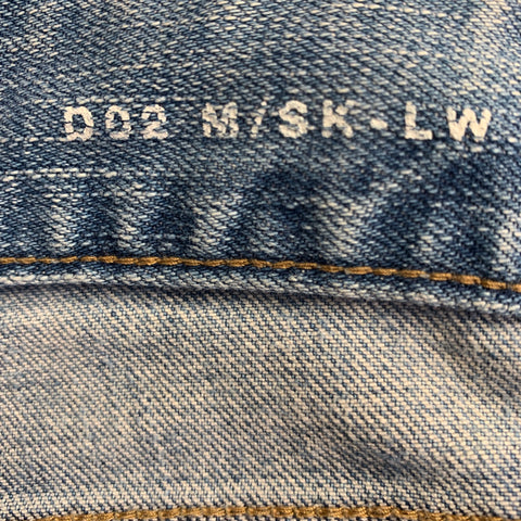 SAINT LAURENT 2016 Size 31 Blue Distressed Cotton Blend Narrow Leg Jeans
