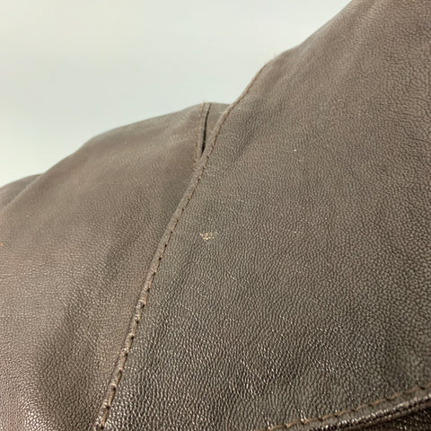 COLE HAAN Size L Brown Leather Motorcycle Jacket