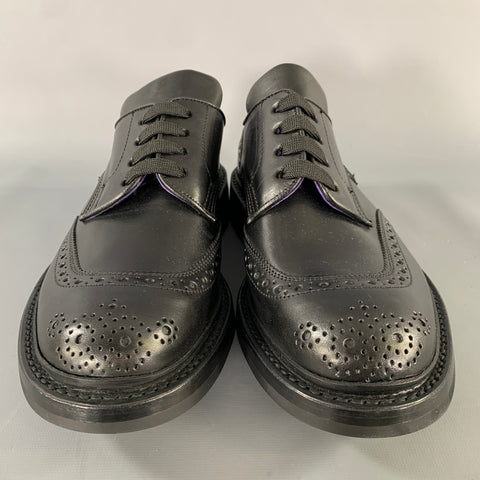 BURBERRY Size 8 Black Perforated Leather Lace Up Lace Up Shoes