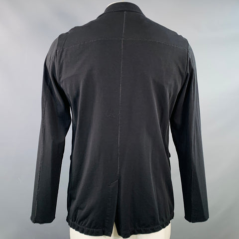 Veste THOM KROM taille XXL noire en mélange de coton à revers crantés et un bouton