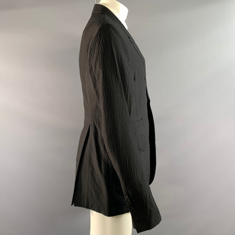 RICK OWENS SS2019 Chest Size 42 Black Textured Wool  Polyamide Sport Coat