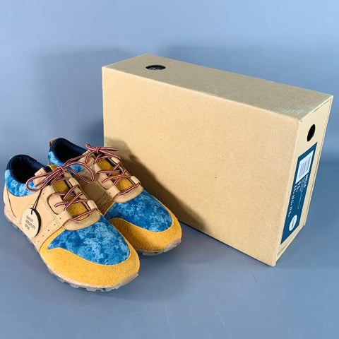 CLAE x AXS Size 9.5 Mills Tan Blue Leather Marbled Color Block Lace-Up Sneakers