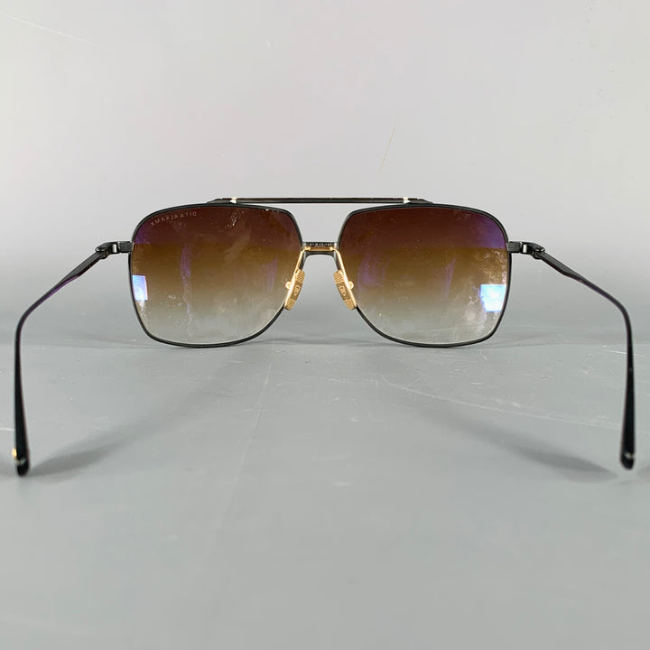 DITA ALKAMX Black Gold Metal Aviator Sunglasses