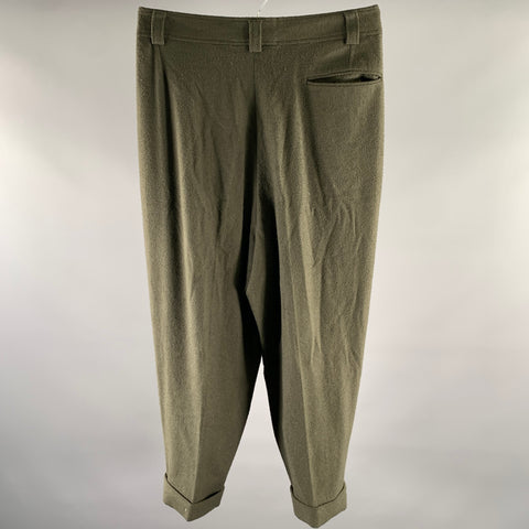 HAIDER ACKERMANN Size 32 Green Olive Viscose Blend Distressed Casual Pants