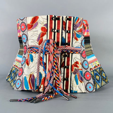 BYRON LARS Multi Color Mixed Pattern Elastic Polyester Corset Belt