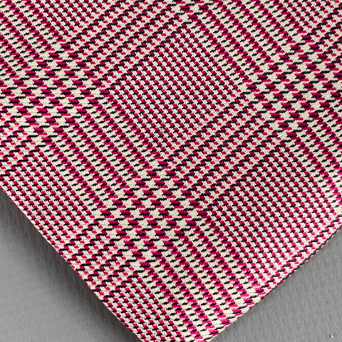 SAKS FIFTH AVENUE Pink White Glenplaid Silk Tie
