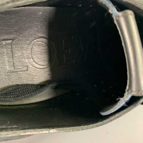 LOEWE Size 9 Blue Black Color Block Leather Athletic Sneakers