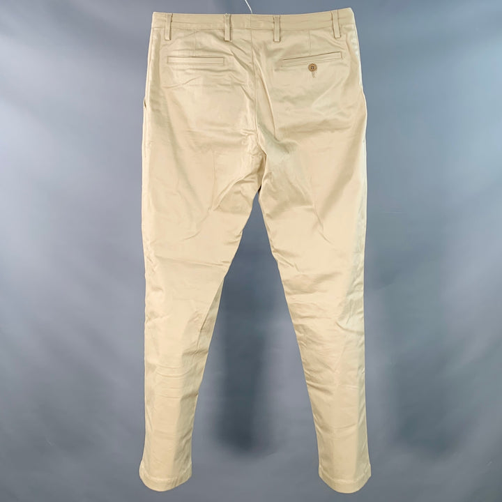 SAINT LAURENT Size 30 Beige Pleated Cotton Blend Pleated Straight Button Fly Casual Pants