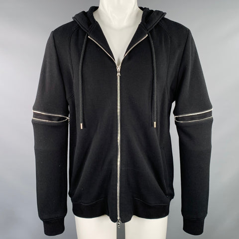 MIGUEL ANTOINNE Sweat-shirt à capuche en coton noir taille M