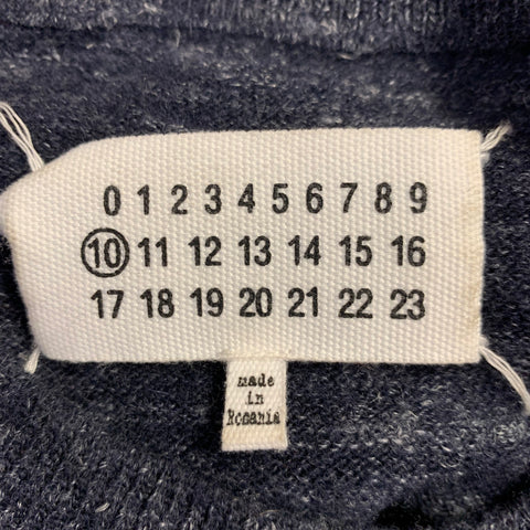 MAISON MARTIN MARGIELA Size L Navy Grey Heather Wool Flax Sweater