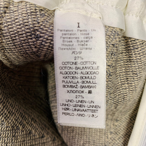 FORTE_FORTE Size S Grey Beige Cotton Blend Herringbone Wide Leg Dress Pants