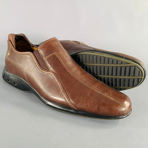 COLE HAAN Size 9.5 Brown Contrast Stitch Leather Slip On Loafers