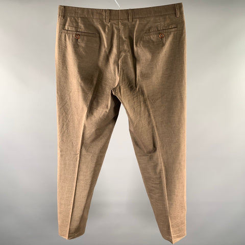 ETRO Size 38 Brown Stripe Cotton Linen Blend Flat Front Casual Pants