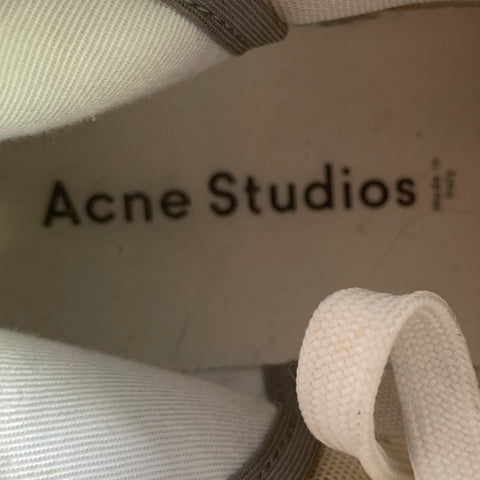 ACNE STUDIOS Size 10 White Cream Distressed Suede Lace Sneakers