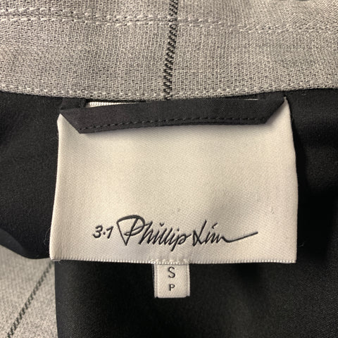 PHILLIP LIM Size S Grey Black Windowpane Viscose Polyester Peacoat