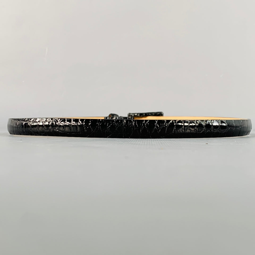 WCM NEW YORK Size S Black Alligator Leather Skinny Belt