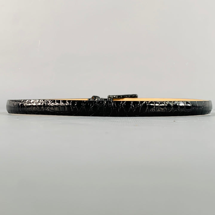 WCM NEW YORK Size S Black Alligator Leather Skinny Belt