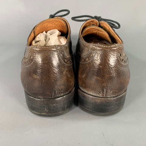 JOHN VARVATOS Size 9.5 Brown Wingtip Leather Oxford Lace Up Shoes