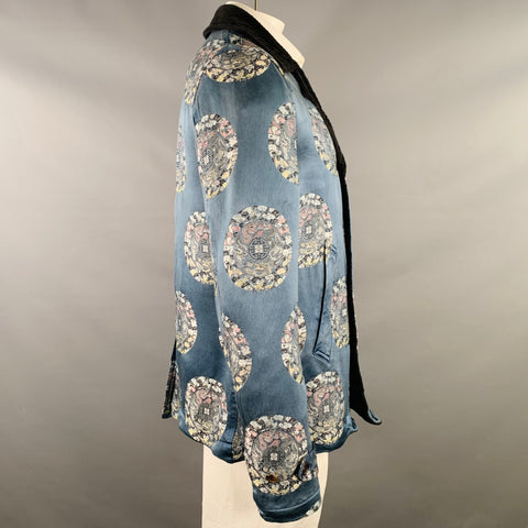COMME des GARCONS HOMME PLUS  Size L Blue Black Jacquard Coat