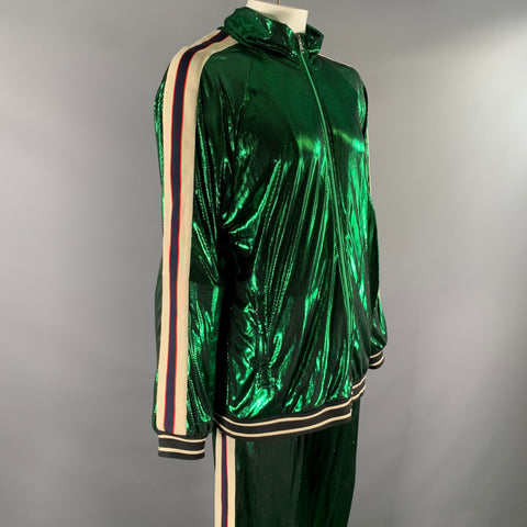 GUCCI Size XXL Green Side Stripe Acetate Blend Cruise Tracksuit