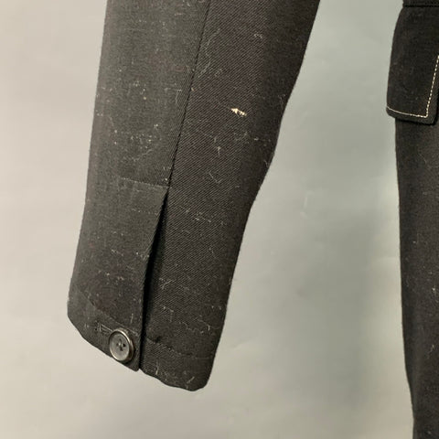 YOHJI YAMAMOTO Size S Black Grey Wool Blend Contrast Stitch Jacket