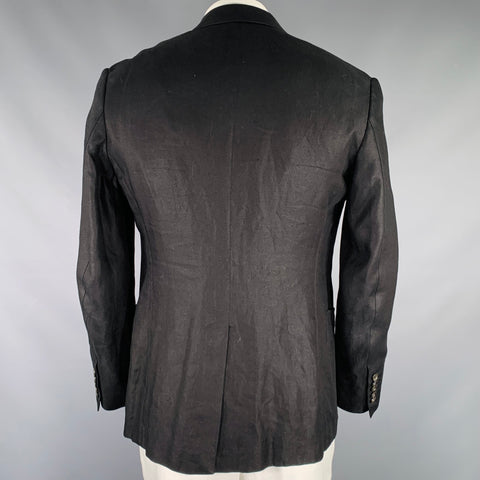 TOM FORD Size 44 Black Linen Peak Lapel Sport Coat