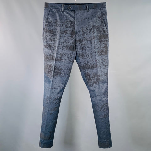 JOHN VARVATOS Size 32 Navy Black Marbled Cotton Blend Zip Fly Dress Pants