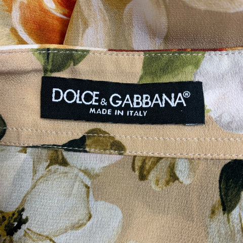 DOLCE & GABBANA Size 6 Multi Color Silk Floral Oversized Blouse