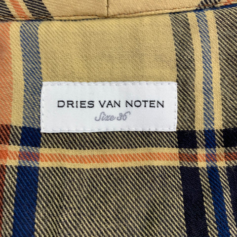 DRIES VAN NOTEN Size 4 Yellow Multi-Color Cotton Plaid Shirt Dress
