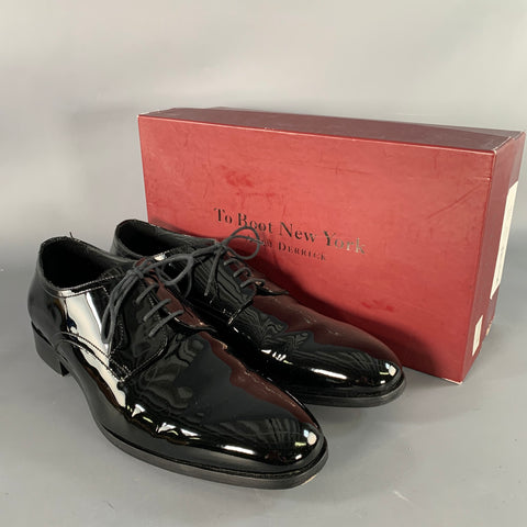TO BOOT NY Size 12 Black Patent Leather Derby Lace-Up Shoes