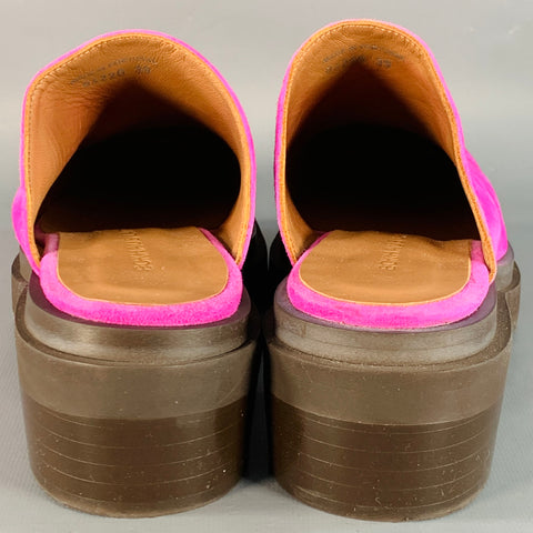 ECKHAUS LATTA Size 9 Pink Fuchsia Suede Mules Flats