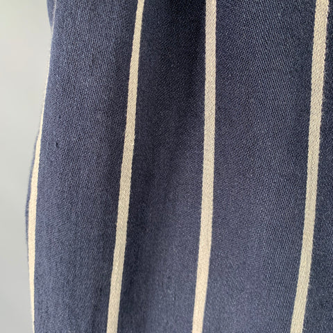 KAPITAL Size M Navy Grey Stripe Linen Cotton Drop Crotch Casual Pants