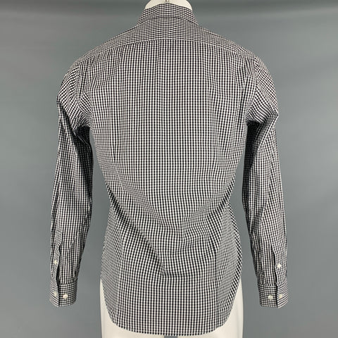 THEORY Size S Black White Checkered Cotton Button Up Long Sleeve Shirt