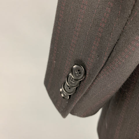 DOLCE & GABBANA Size 46 Black Burgundy Stripe Virgin Wool Sport Coat