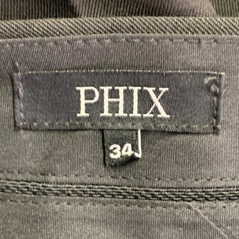 PHIX Size 34 Black Wool Blend Twill Flat Front Dress Pants