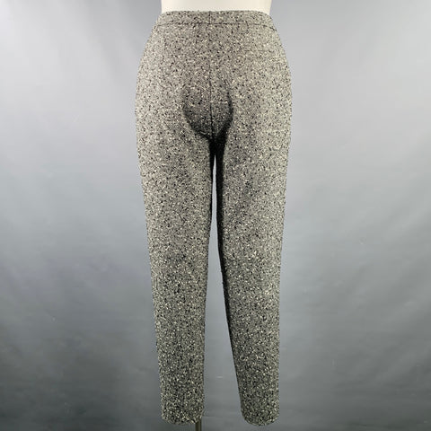 Pantalon habillé zippé en tweed de mélange de laine noir et blanc ESCADA taille 12