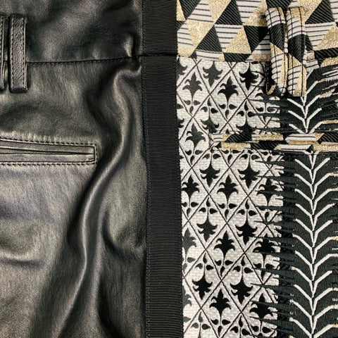 HAIDER ACKERMANN Size 28 Black White Gold Jacquard Polyester Blend Skinny Dress Pants