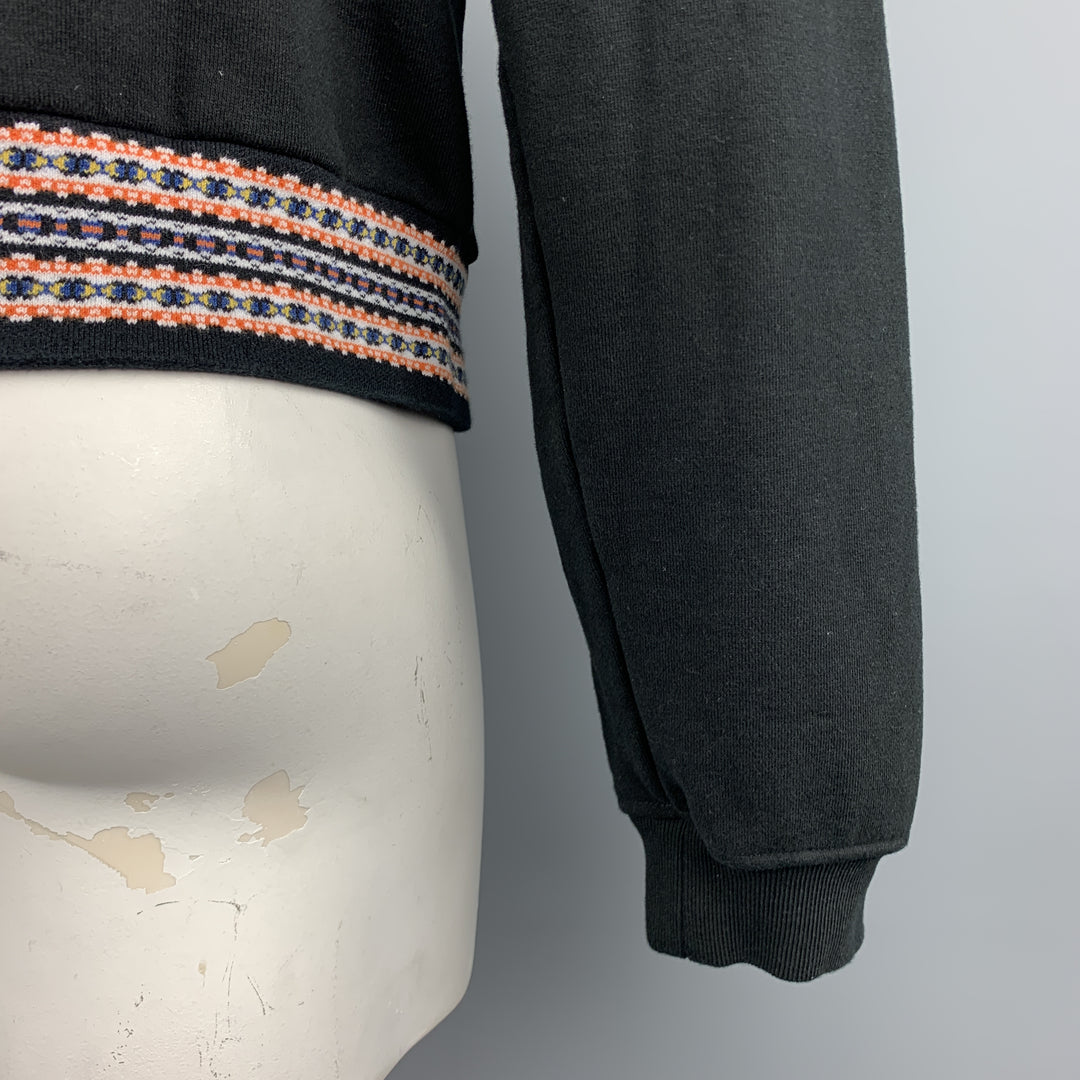 JOHN ELLIOTT Size L Black Cotton High Collar Trim Zip Pockets Zip Up Jacket