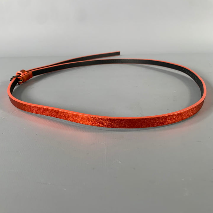 HAIDER ACKERMANN Size S Orange Crackled Leather Belt