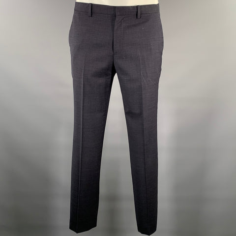THEORY Size 42 Navy Heather Wool Blend Notch Lapel Suit