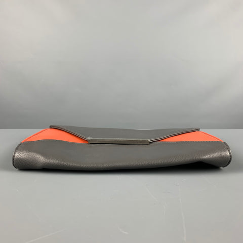 R+J Grey Orange Color Block Clutch Handbag