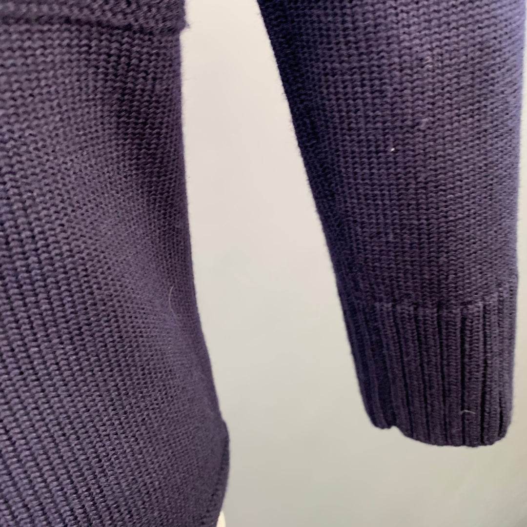 BURBERRY PRORSUM Size XL Navy Knit Virgin Wool Scoop Neck Sweater