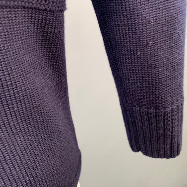 BURBERRY PRORSUM Size XL Navy Knit Virgin Wool Scoop Neck Sweater