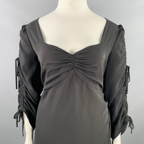 RODARTE Size 22 Black Polyester Blend Ruched Asymmetrical Dress