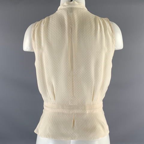 LOUIS VUITTON Size S Cream Silk Monogram Sleeveless Blouse