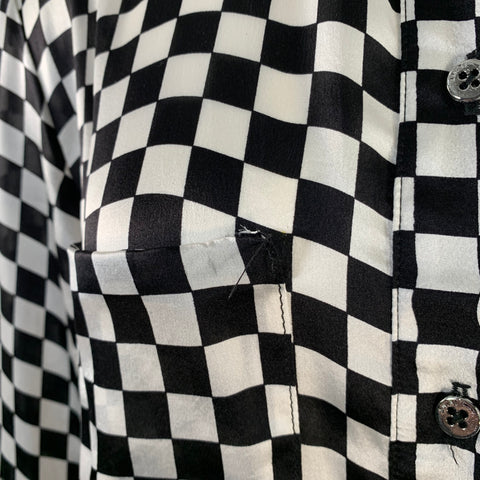 AMIRI Size S Black White Silk Checkered Two Pockets Shirt Dress