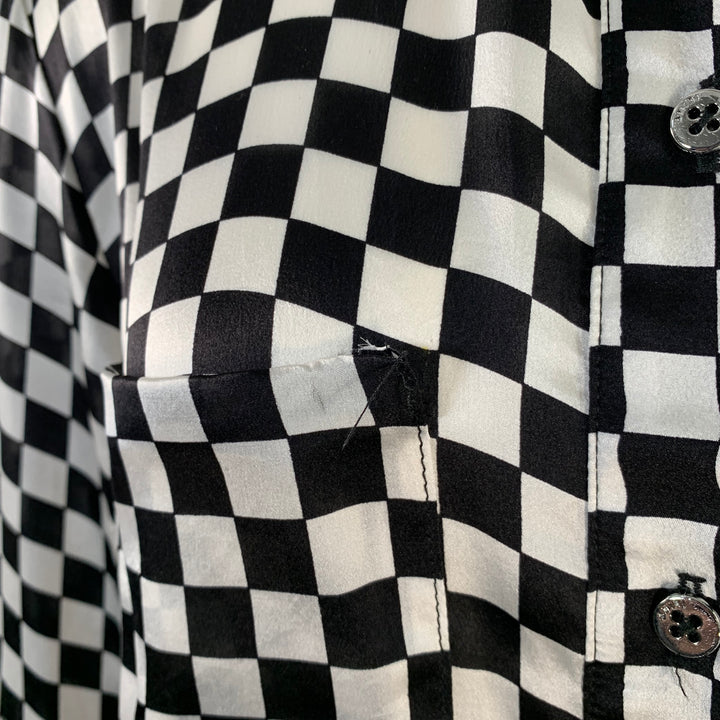 AMIRI Size S Black White Silk Checkered Two Pockets Shirt Dress